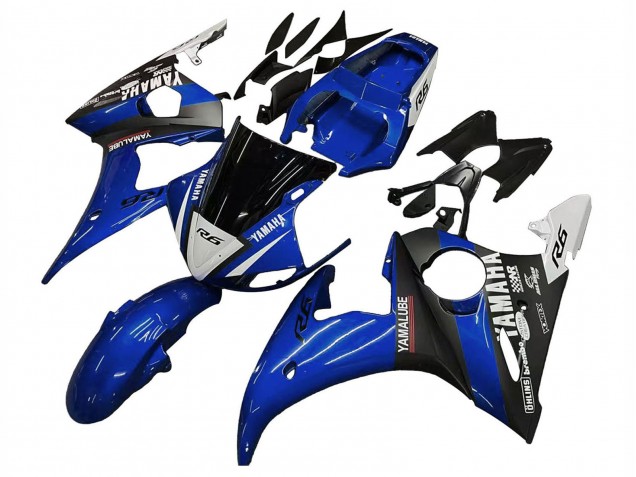 Blau Weiß Glänzendes Schwarz Yamalube 2003-2004 Yamaha YZF R6 Motorrad Verkleidung