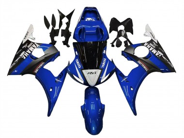 Blau Weiß Glänzendes Schwarz Yamalube 2003-2004 Yamaha YZF R6 Motorrad Verkleidung