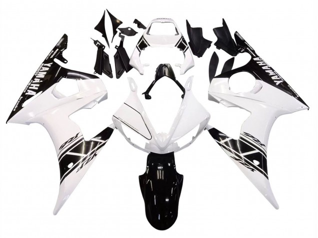 Weiß Glänzendes Schwarz 2003-2004 Yamaha YZF R6 Motorrad Verkleidung