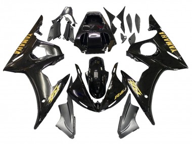 Glänzendes Schwarz Gold Aufkleber 2003-2004 Yamaha YZF R6 Motorrad Verkleidung