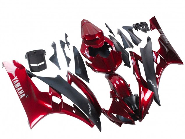 Rot Matt Schwarz 2006-2007 Yamaha YZF 600 R6 Motorrad Verkleidung
