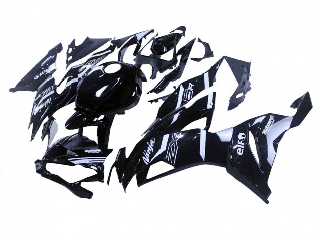 Glänzendes Schwarz Weiß 2019-2022 Kawasaki ZX6R Motorrad Verkleidung