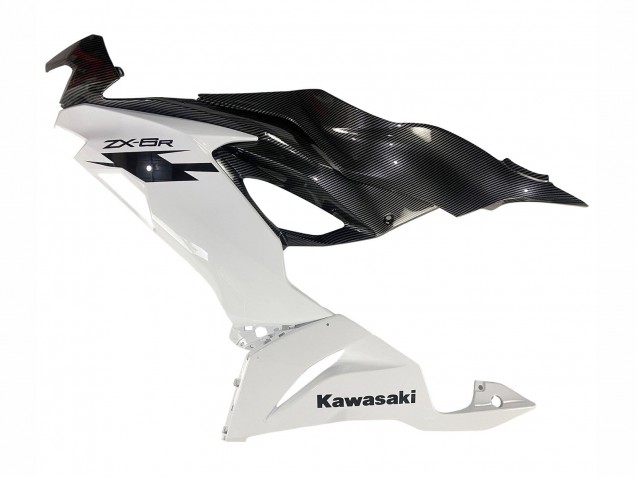 Weiß Schwarz Carbonfaser 2019-2022 Kawasaki ZX6R Motorrad Verkleidung