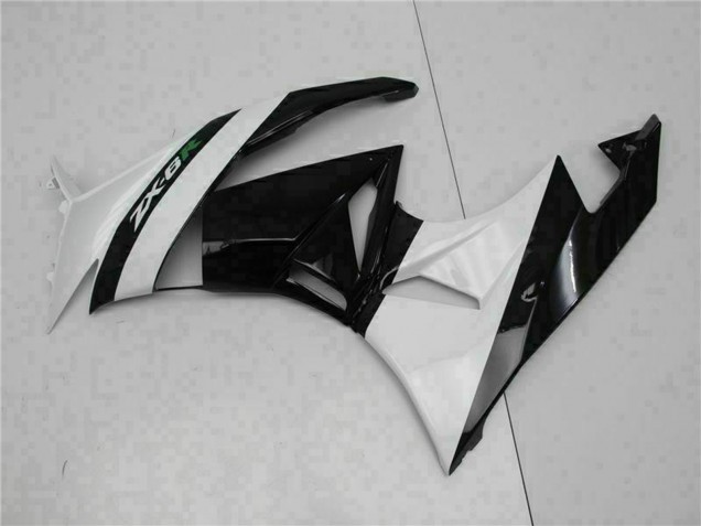 Glänzendes Schwarz Weiß 2009-2012 Kawasaki ZX6R Motorrad Verkleidung