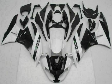Glänzendes Schwarz Weiß 2009-2012 Kawasaki ZX6R Motorrad Verkleidung