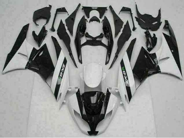 Glänzendes Schwarz Weiß 2009-2012 Kawasaki ZX6R Motorrad Verkleidung