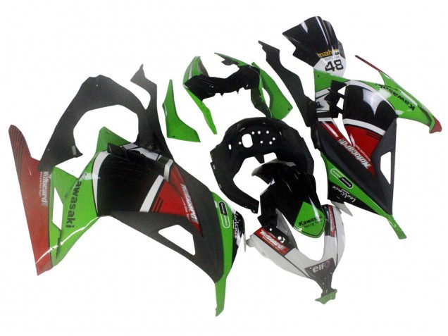 Grün Weiß Rot Schwarz Elf 2013-2024 Kawasaki EX300 Motorrad Verkleidung
