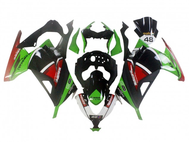 Grün Weiß Rot Schwarz Elf 2013-2024 Kawasaki EX300 Motorrad Verkleidung