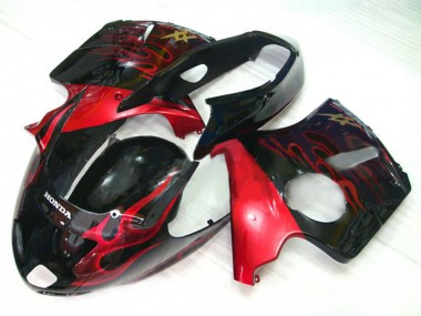 Glänzendes Schwarz Rot Flamme 1996-2007 Honda CBR1100XX Blackbird Motorrad Verkleidung Kit
