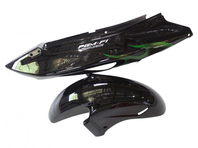 Glänzendes Schwarz Grün Flamme 1996-2007 Honda CBR1100XX Blackbird Motorrad Verkleidung