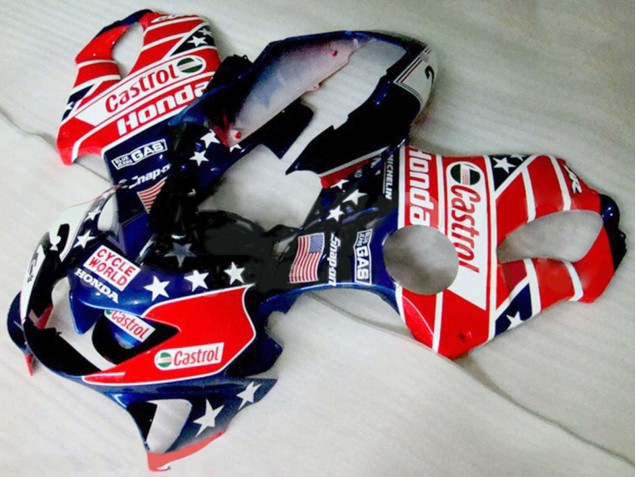 Rot Weiß Blau Glänzendes Schwarz Stern Castrol 1999-2000 Honda CBR600 F4 Motorrad Verkleidung