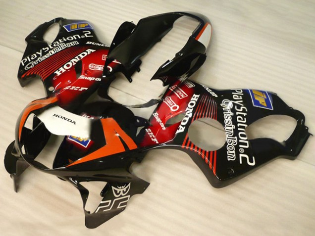 Glänzendes Schwarz Rot Weiß PlayStation 2 1999-2000 Honda CBR600 F4 Motorrad Verkleidung