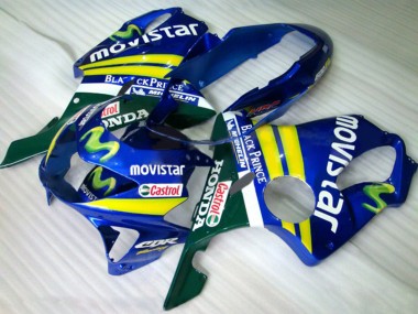 Blau Gelb Grün MoviStar Castrol 1999-2000 Honda CBR600 F4 Motorrad Verkleidung