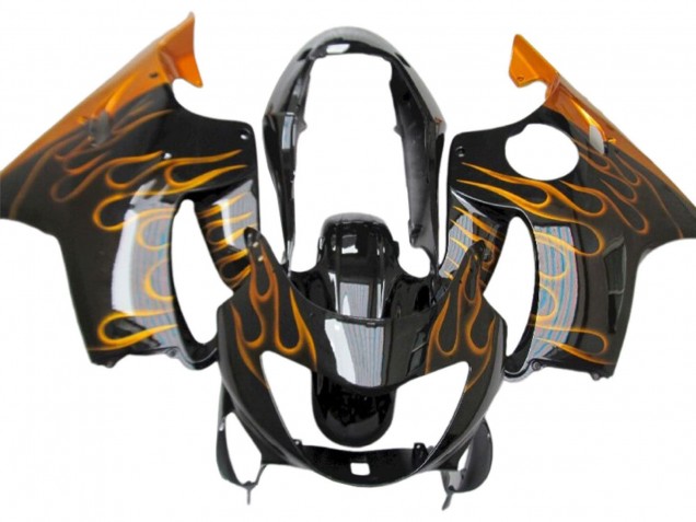 Glänzendes Schwarz Gold Flamme 1999-2000 Honda CBR600 F4 Motorrad Verkleidung