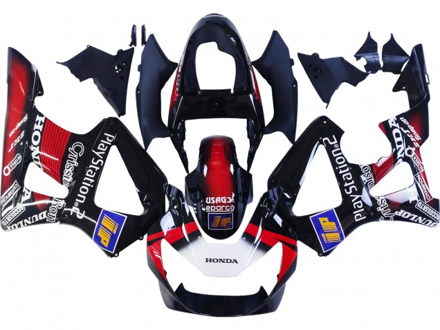 Rot Weiß Glänzendes Schwarz PlayStation 2 2000-2001 Honda CBR900RR 929 Motorrad Verkleidung