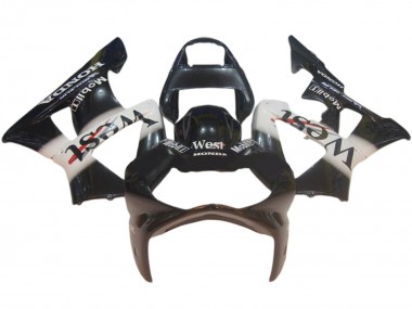 Glänzendes Schwarz Weiß West 2000-2001 Honda CBR900RR 929 Motorrad Verkleidung