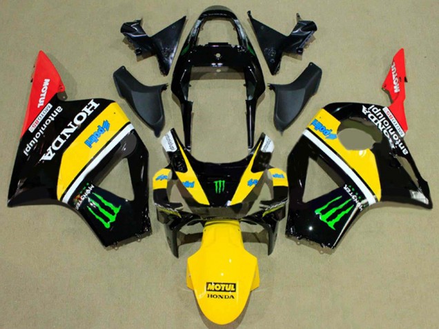 Glänzendes Schwarz Gelb Rot Grün Monster 2002-2003 Honda CBR900RR 954 Motorrad Verkleidung