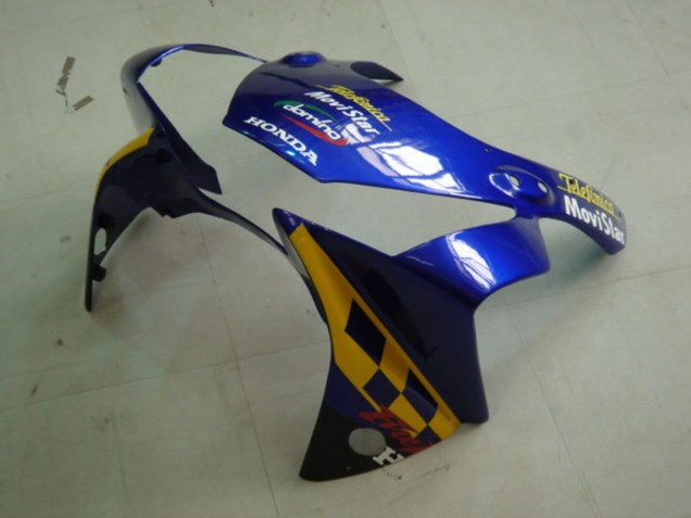 Blau Gelb Glanzendes Schwarz Telefonica MoviStar Castrol 2002-2003 Honda CBR900RR 954 Motorrad Verkleidung