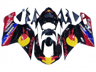 Glänzendes Schwarz Gelb Blau Red Bull 2007-2014 Ducati 848/1098/1198 Motorrad Verkleidung