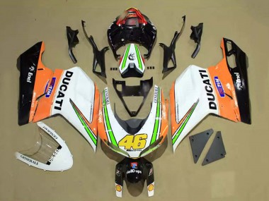 Weiß Orange Grün Glänzendes Schwarz Tim 46 2007-2014 Ducati 848/1098/1198 Motorrad Verkleidung