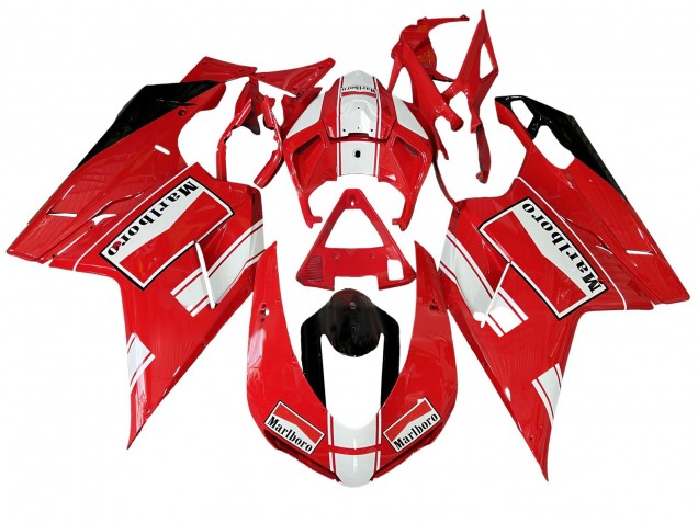 Weiß Rot Glänzendes Schwarz Marlboro 2007-2014 Ducati 848/1098/1198 Motorrad Verkleidung