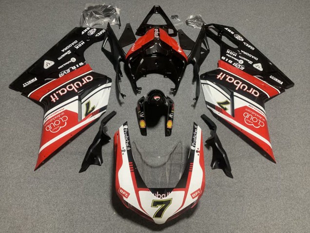 Weiß Rot Glänzendes Schwarz 2007-2014 Ducati 848/1098/1198 Motorrad Verkleidung Kit