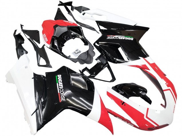Weiß Rot Glänzendes Schwarz 2007-2014 Ducati 848/1098/1198 Motorrad Verkleidung