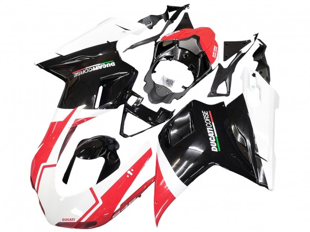 Weiß Rot Glänzendes Schwarz 2007-2014 Ducati 848/1098/1198 Motorrad Verkleidung