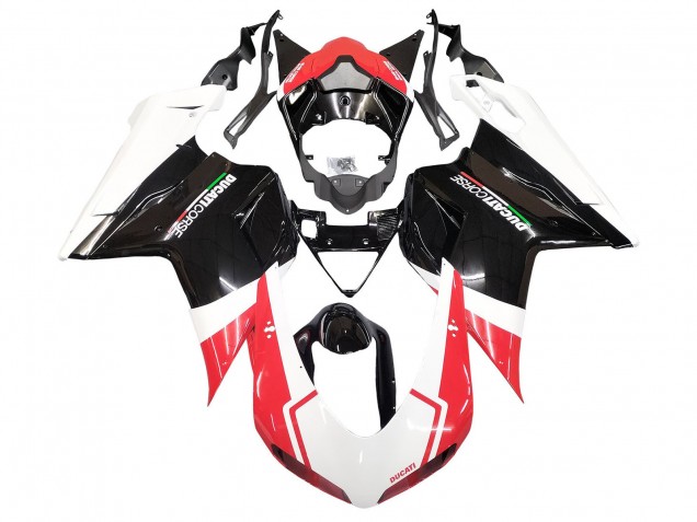Weiß Rot Glänzendes Schwarz 2007-2014 Ducati 848/1098/1198 Motorrad Verkleidung