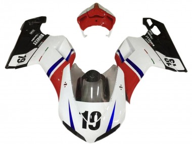 Weiß Rot Blau Glänzendes Schwarz 19 2007-2014 Ducati 848/1098/1198 Motorrad Verkleidung