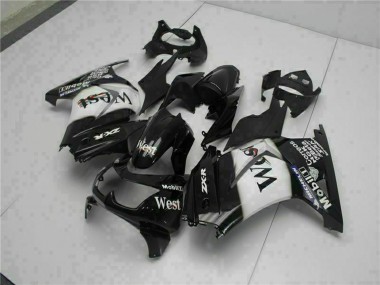 Glänzendes Schwarz Weiß West 2008-2012 Kawasaki EX250 Motorrad Verkleidung