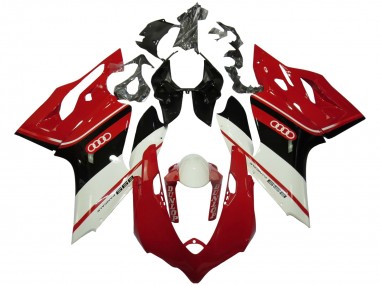 Weiß Rot Glänzendes Schwarz Dunlop 2011-2014 Ducati Panigale 899 Motorrad Verkleidung
