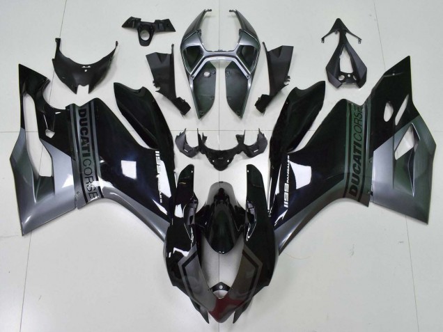 Grau Glänzendes Schwarz 2011-2014 Ducati Panigale 1199 Motorrad Verkleidung