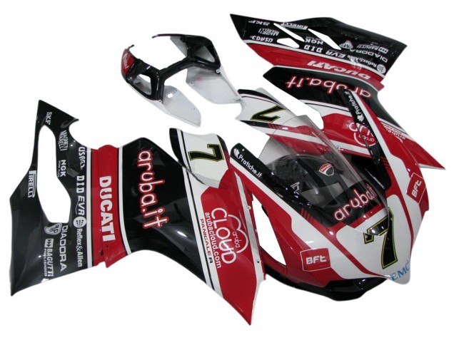 Weiß Rot Glänzendes Schwarz Aruba.it 7 2011-2014 Ducati Panigale 899/1199 Motorrad Verkleidung