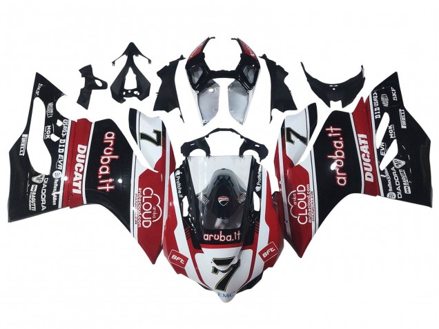 Weiß Rot Glänzendes Schwarz Aruba.it 7 2011-2014 Ducati Panigale 899/1199 Motorrad Verkleidung