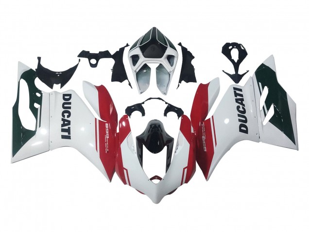 Weiß Rot Glänzendes Schwarz 2011-2014 Ducati Panigale 899 Motorrad Verkleidung