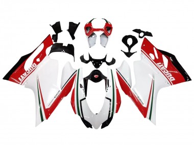 Weiß Rot Grün Glänzendes Schwarz 2011-2014 Ducati 1199 Motorrad Verkleidung