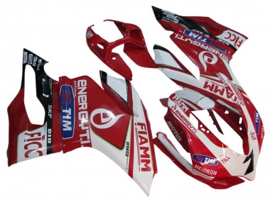 Weiß Rot Glänzendes Schwarz Fiamm 7 2011-2014 Ducati 1199 Motorrad Verkleidung