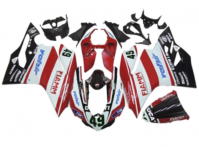 Weiß Rot Glänzendes Schwarz Valsir Fiamm 49 2011-2014 Ducati 1199 Motorrad Verkleidung
