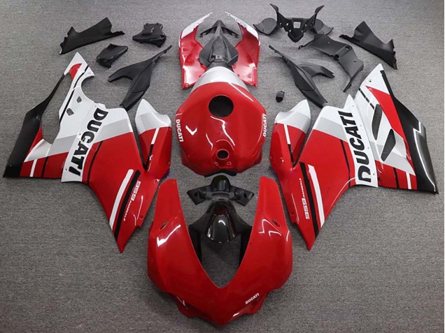 Weiß Rot Glänzendes Schwarz 2015-2020 Ducati 959 Motorrad Verkleidung