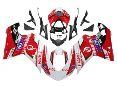 Weiß Rot Glänzendes Schwarz Ficc Fiamm 2011-2014 Ducati 1199 Motorrad Verkleidung