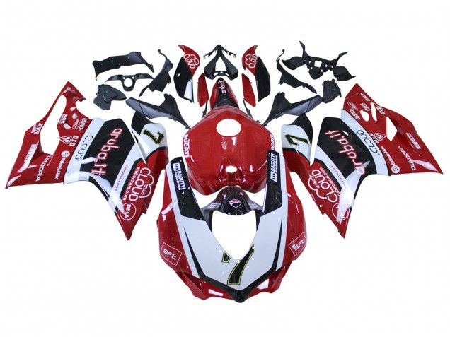 Weiß Rot Schwarz Aruba 7 2015-2020 Ducati 959/1299 Motorrad Verkleidung