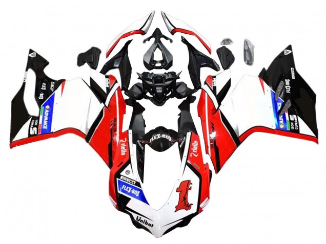 Weiß Rot Glänzendes Schwarz Unibat Flex-Box 2015-2020 Ducati 959/1299 Motorrad Verkleidung