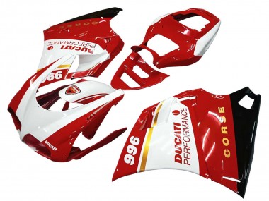 Weiß Rot Gold Glänzendes Schwarz Corse Performance 1993-2005 Ducati 996 Motorrad Verkleidung