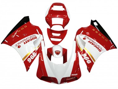 Weiß Rot Gold Glänzendes Schwarz Corse Performance 1993-2005 Ducati 996 Motorrad Verkleidung