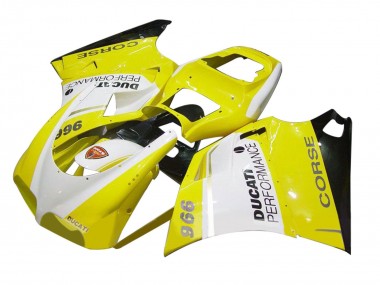 Weiß Gelb Glänzendes Schwarz Corse Performance 1993-2005 Ducati 996 Motorrad Verkleidung