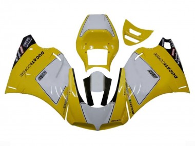 Weiß Gelb Glänzendes Schwarz Corse Performance 1993-2005 Ducati 996 Motorrad Verkleidung
