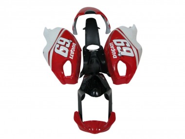 Weiß Rot Glänzendes Schwarz 69 2008-2012 Ducati Monster 696 796 1100 1100S Motorrad Verkleidung