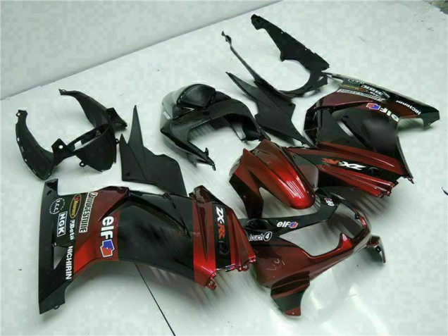 Glänzendes Schwarz Kastanienbraun Rot 2008-2012 Kawasaki EX250 Motorrad Verkleidung