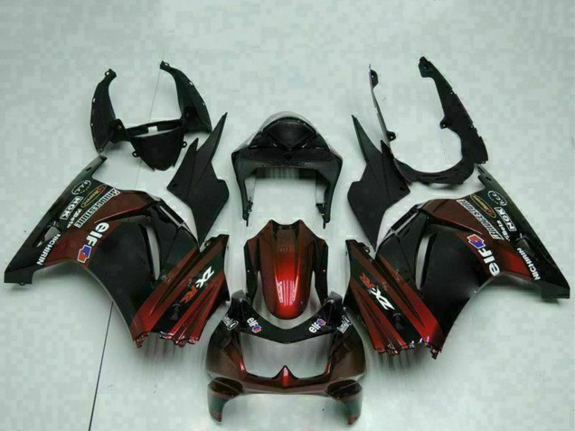 Glänzendes Schwarz Kastanienbraun Rot 2008-2012 Kawasaki EX250 Motorrad Verkleidung